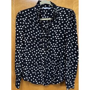 Paris Atelier & Other‎ Stories Womens 100% Silk Ruffle Neck Long Sleeve Blouse 2